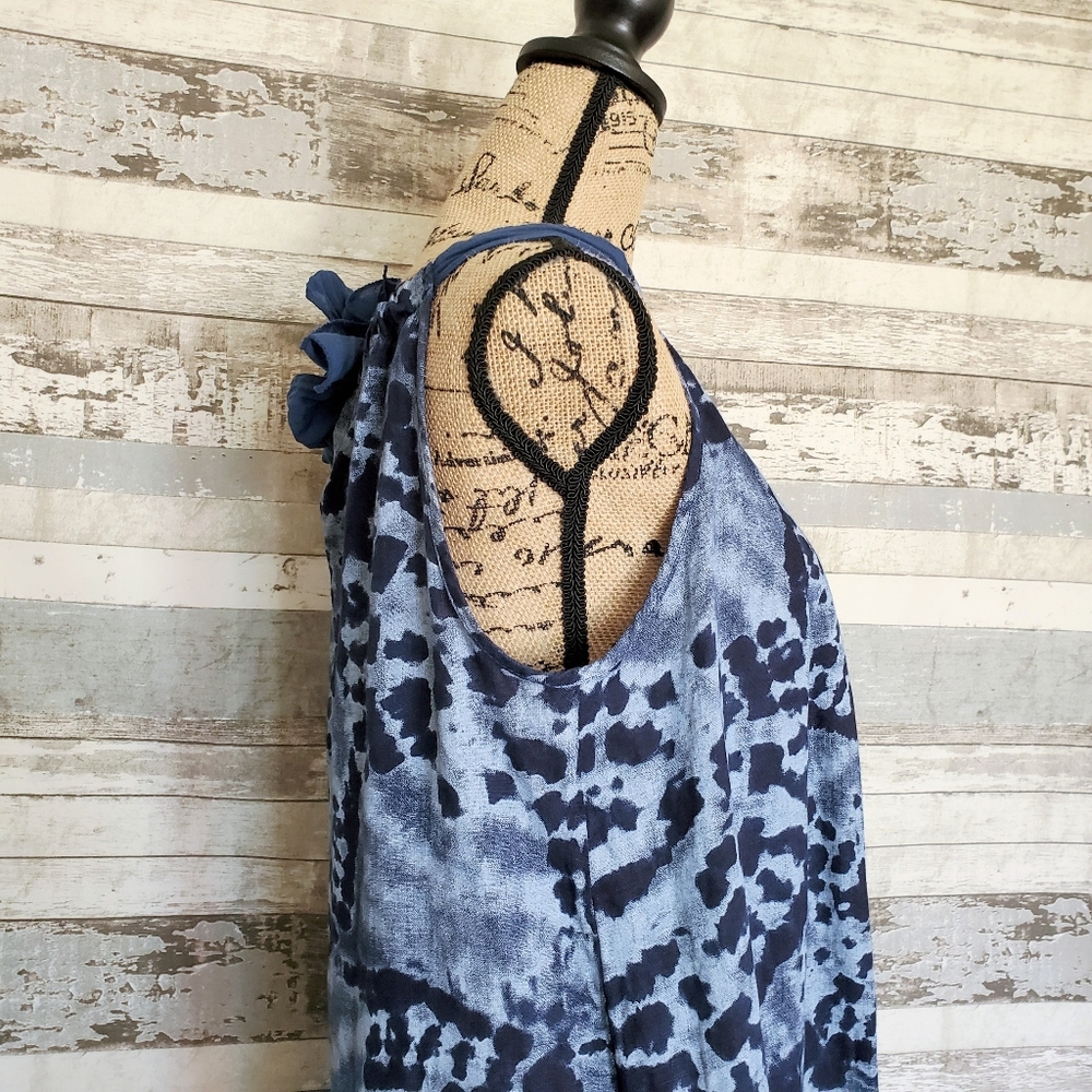 BELLAMBRA Women's Linen Halter Dress Blue Medium - Picture 8 of 15
